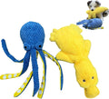 Duck and Octopus Dog Toys - Crinkle, Squeaky, Plush, No Stuffing, Interactive, Stimulating, Fun, Boredom, Busy, Calming, Cuddle, Puppy, Play, Gift - Large, Medium, Small Dog - Set of 2