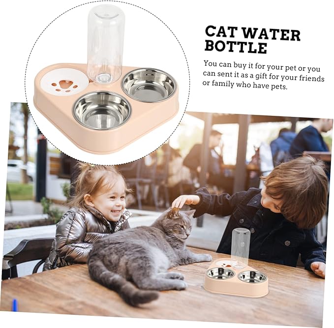 NOLITOY Pet Cat Dog Automatic Water Dispenser with Removable Stainless Steel Food Bowls Capacity Leak Design for Floors for Cats and Dogs