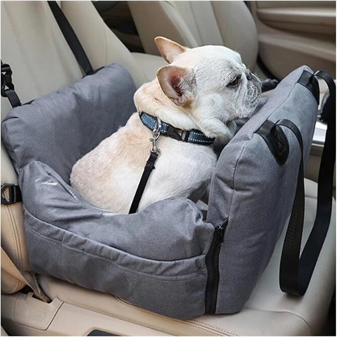 Dog Car Seat Nest Sofa Pet Travel Car Seat Durable Pet Carrier Bed Removable Cushion Pet Booster Seat For Small Medium Dogs(Gray)