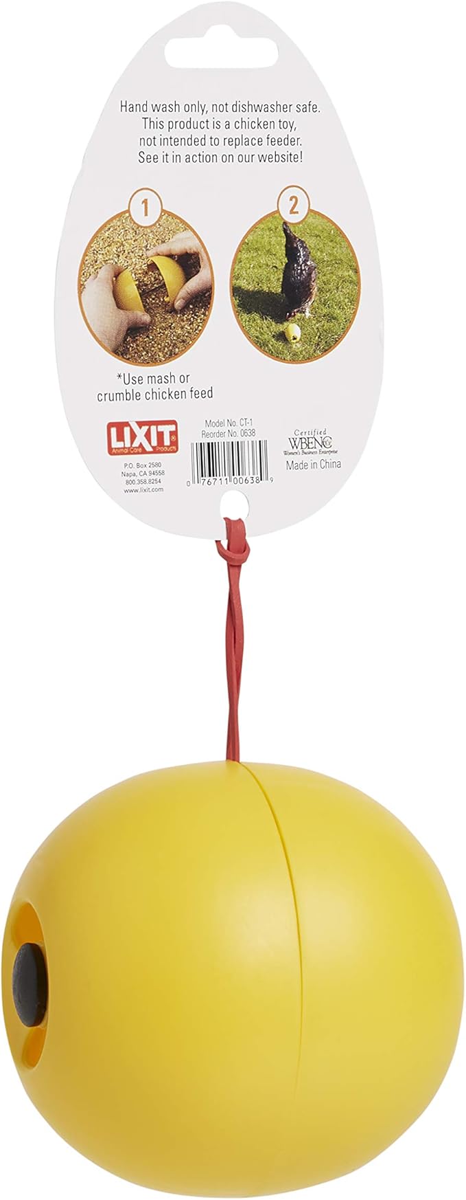 Lixit® Chicken Feeder Treat Ball Toy - Chicken Coop Peck Toy - Chick Slow Feeder and Enrichment Ball (Yellow, 6 Pack)