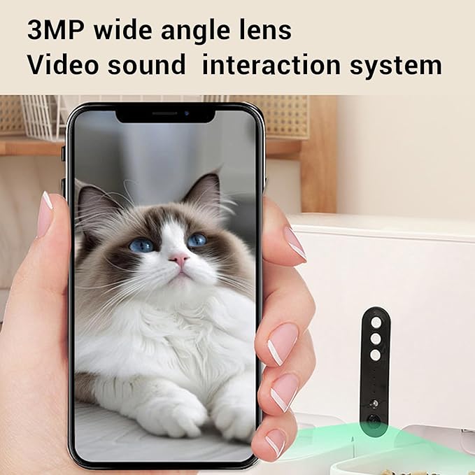 Automatic Cat Feeder, 2 in 1 Smart Food Feeder and Water Dispenser, Pet Feeder and Waterer for Timed Feeding, Real Time Monitoring for Dogs Cats Animals, Large Capacity