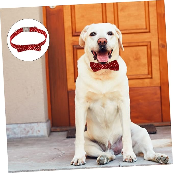 MERRYHAPY 1pc Adjustable Bow Tie Dog Collar for Comfortable Removable Bowtie for Birthday Parties and Daily Wear