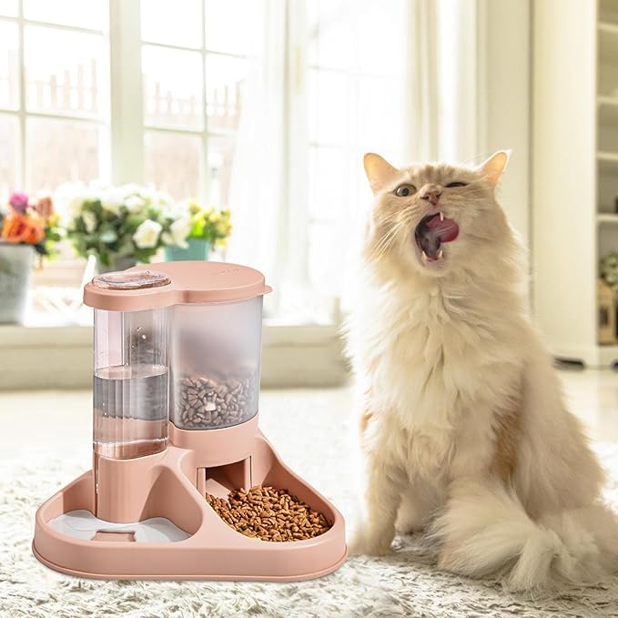 Cat Food Dispenser, Transparent 2 in 1 Food and Water Feeder, Automatic Cat Feeder, Transparent Feeding Tool for Cats, Dogs, and Other Animals (C)