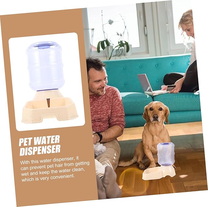 Automatic Pet Water Dispenser Feeder for Cats and Dogs No Leak Design Lightweight Durable for Home Use Beige Color