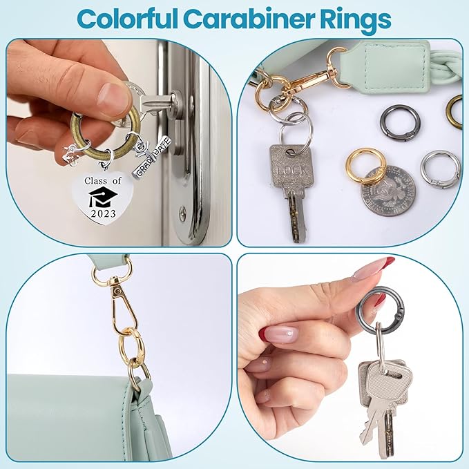 Spring O Rings,Round Spring Snap Keyring, Metal Carabiner Clips for Keychain Handbag Purse Dog