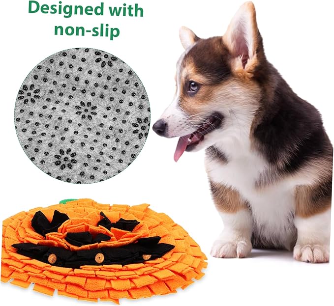 Pumpkin Snuffle Mat for Dogs Interactive Dog Puzzle Mat for Mental Slow Feeding Toy Bright Foraging Skills for All Breeds