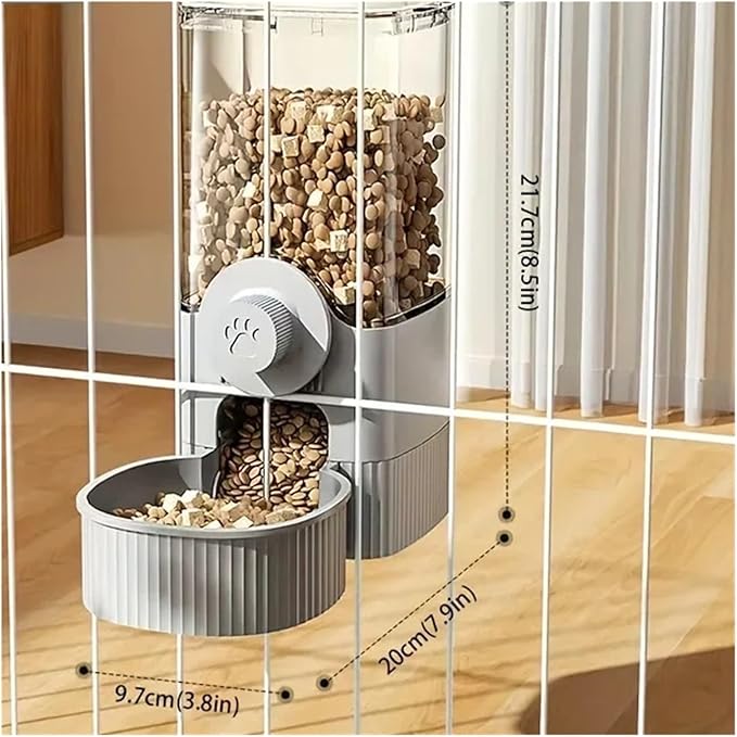 Pet Auto Feeder Waterer Dog Supplies Hanging Cage Basin Cat Bowl Automatic(Grey Feeder 1200ml)