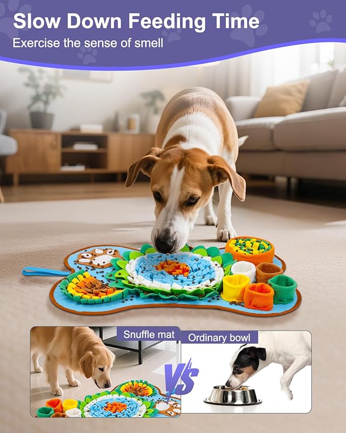 JXTZ Snuffle Mat for Dogs, Pet Sniffing Pad for Medium & Small Dogs, 25 x 17 in, Slow Feeder Dog Treat Mat for Training & Stress Relief, Improves Sniffing Abilities, Non-Slip Bottom, Easy to Clean