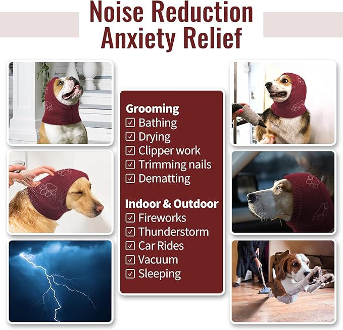 Nanaki Dog Hats Calming Hoodie-Dog Ear Covers Head Cover Protector Hematomas Wraps, No Shake Ear Wrap Muffs Noise Protection, Anxiety Relief, Fireworks, Grooming, Thunderstorm, Bath, Vet Visit