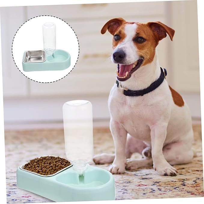 Detachable Automatic Pet Feeder and Water Dispenser for Dogs and Cats Bite-Resistant Easy Clean Hanging Design Blue Color for Indoor Use