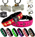 Pet Collar with AirTag Holder and ID Tag, 15 Lighting Modes, Waterproof Cross Pattern Design, Multiple Colors (Pink, L(15.7-19.7"))