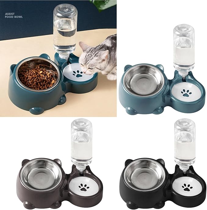 Elevated Feeder Automatic Water Supply Systems Detachable Metal Bowl Slip Base for Pet Pet Feeders with Integrated Water