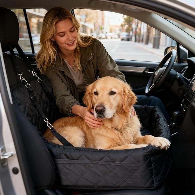 Dog Car Seat - Hammock Washable Detachable Removable Cover for Cat Carrier Pet Travel, Comfortable Safety Seat for Small Large Dogs Ideal for Road Trips Camping Truck Sedan SUV Vet Visits Dail