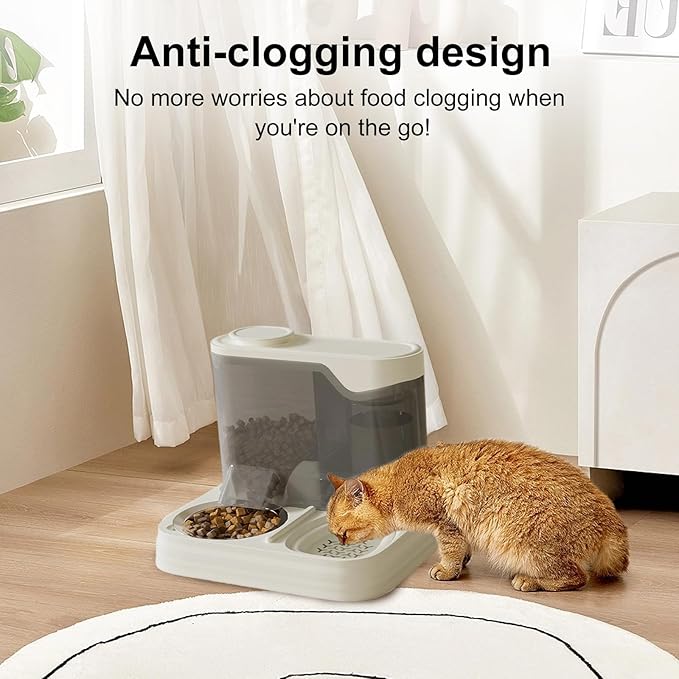 Elevated Pet Feeders with Removable Stainless Steel Bowl and Automatic Water Dispenser Cats and Dogs