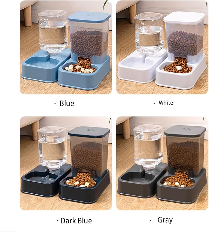 2-in-1 pet Feeder/Water Bottle Set, Suitable for Cats and Dogs, Large Capacity. Automatic Feeder and Water Dispenser, Suitable for Dogs, Cats, and Other Pets (Dark Gray)