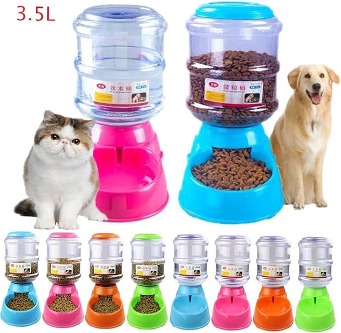 Automatic PET Feeder and Water Bowl 3.5L Orange PET Food Dispenser Automatic Feeding Device for Dogs and Cats Easy to Clean Drinking Fountain
