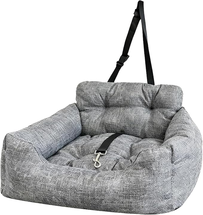 Dog Car Bed - Adjustable Foldable Safety Tether Cushions with Soft Padded Design, Dog Bed Car Seat for Travel Vehicles Summer Winter Trunk Interior Puppy Pet, Comfortable Secure Build