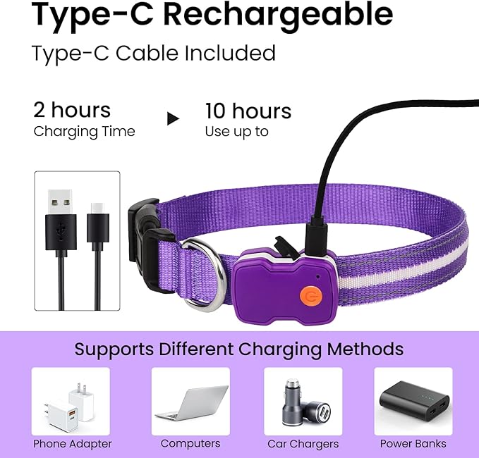 MASBRILL Light Up Dog Collars-RGB Led Collar for Dogs Rechargeable Lighted Dog Collar Water-Resistant Colorful Glow in The Dark Dog Collars for Night Walking