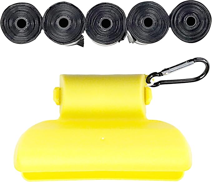 Dookie Dozer Innovative Dog Pooper Scooper with 5 Rolls Dog Poop Bags - Compact, Portable, Easy to Use - Carabiner Attaches to Leash