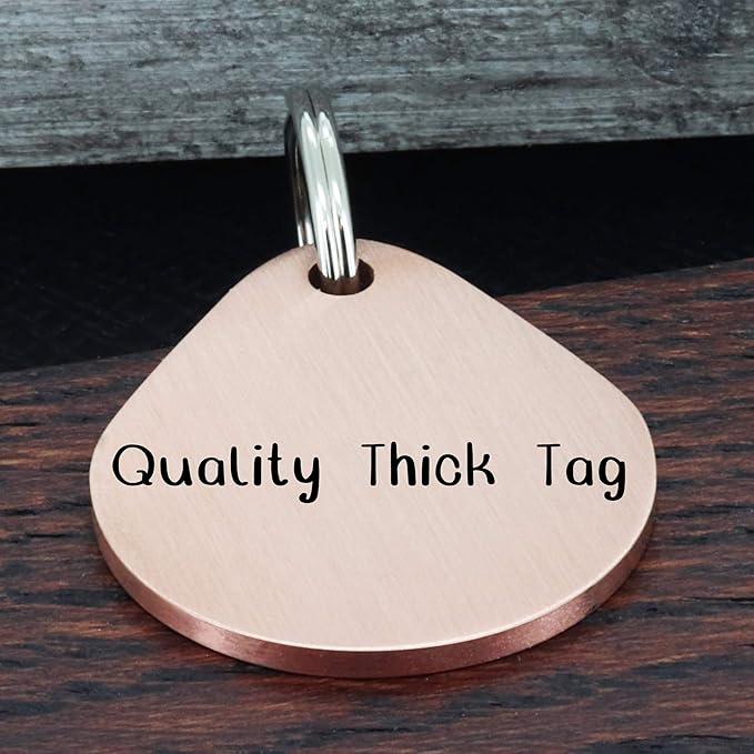 Ultra Joys Dog ID Tag, Custom Dog Tag Personalized Cat Tag, Pet ID Tag, Brushed Stainless Steel Teardrop Dog Tag Rose Gold Large