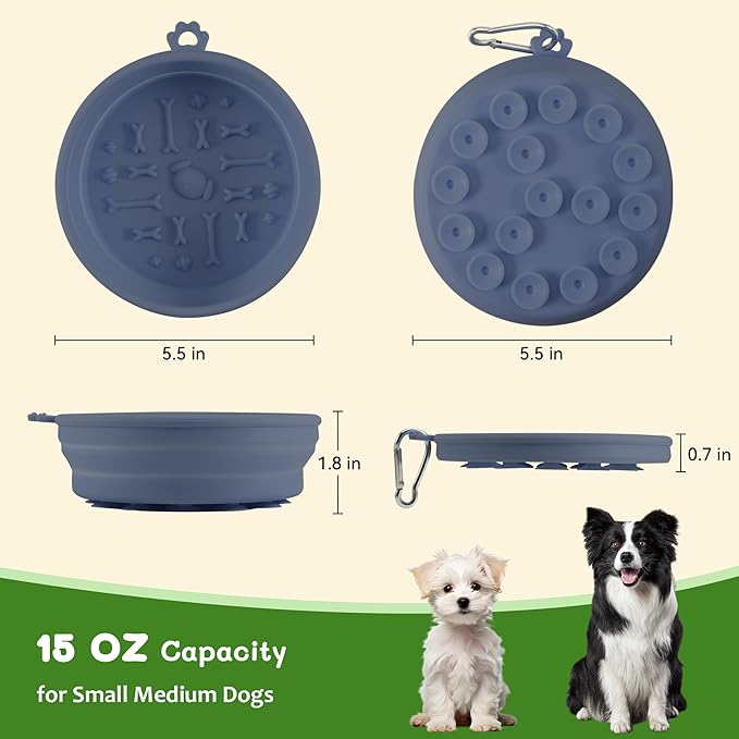 Collapsible Dog Bowl for Travel Outdoor Portable Silicone Pet Bowl with Carabiner Clip