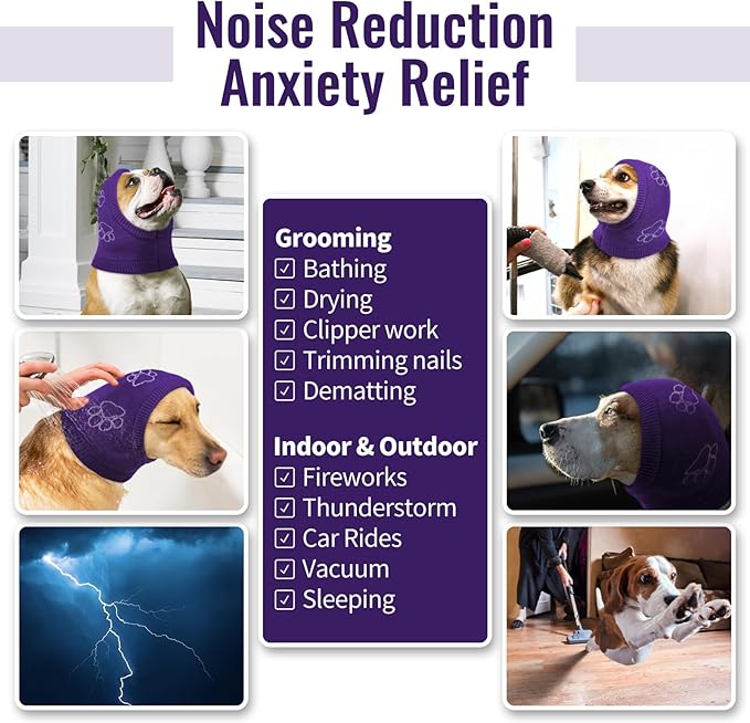 Nanaki Dog Hats Calming Hoodie-Dog Ear Covers Head Cover Protector Hematomas Wraps, No Shake Ear Wrap Muffs Noise Protection, Anxiety Relief, Fireworks, Grooming, Thunderstorm, Bath, Vet Visit
