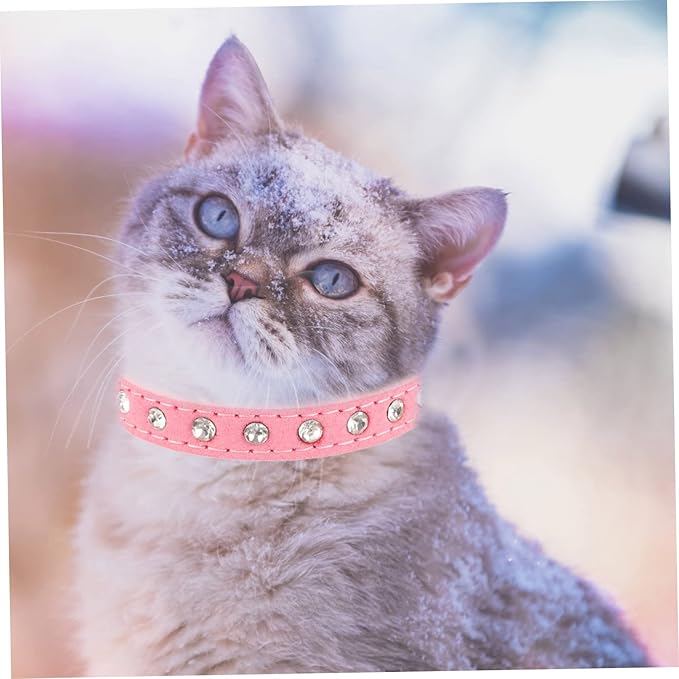 BESPORTBLE Adjustable Rhinestone Pet Dog Collar Pu Leather Neck Accessory for Cats and Dogs for Daily Wear Parties and Special Occasions