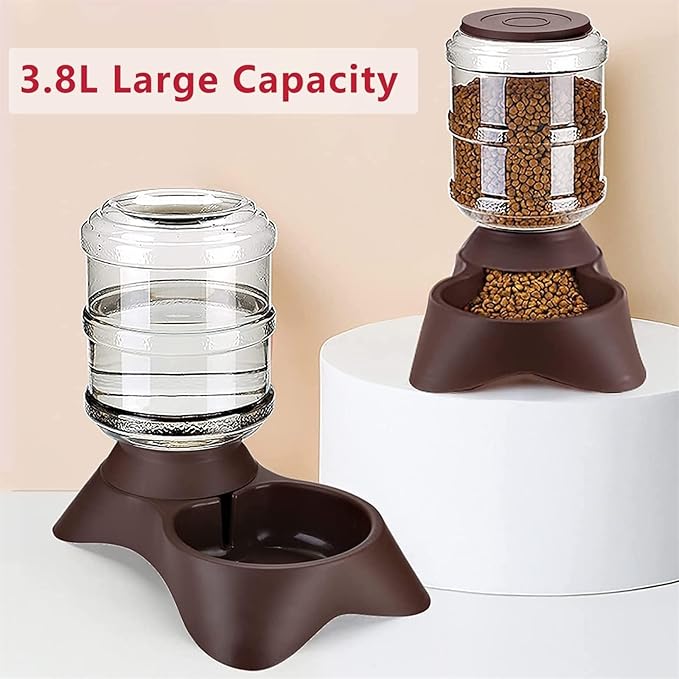 3.8L Automatic Pet Water Dispenser & Feeder for Cats and Dogs, Large Capacity, Non-Skid Base