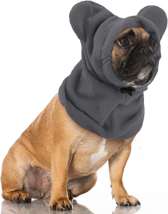 Winter Dog Hats Quiet Ears for Dogs Ear Muffs Pet Neck Warmer Scarf Hoodie Noise Protection Cover Beanie Head Wrap Costume for Pet Dog Cats (Grey,M)