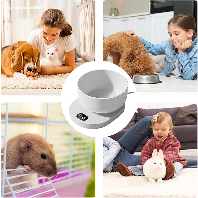 Heating Dog Bowl - Thermostatic Control Heated, Cat Ceramic Bowls, Winter Warm Pet Dish | Outside in Winters Cold Weather for Outside in Winter Cold Weather