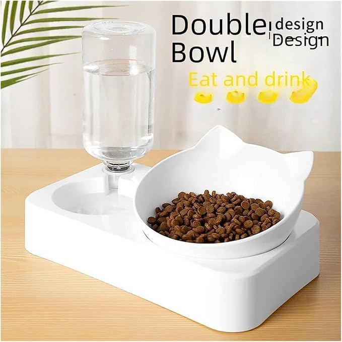 Double Bowl Automatic Pet Anti-Overturn Rice Plastic Tableware
