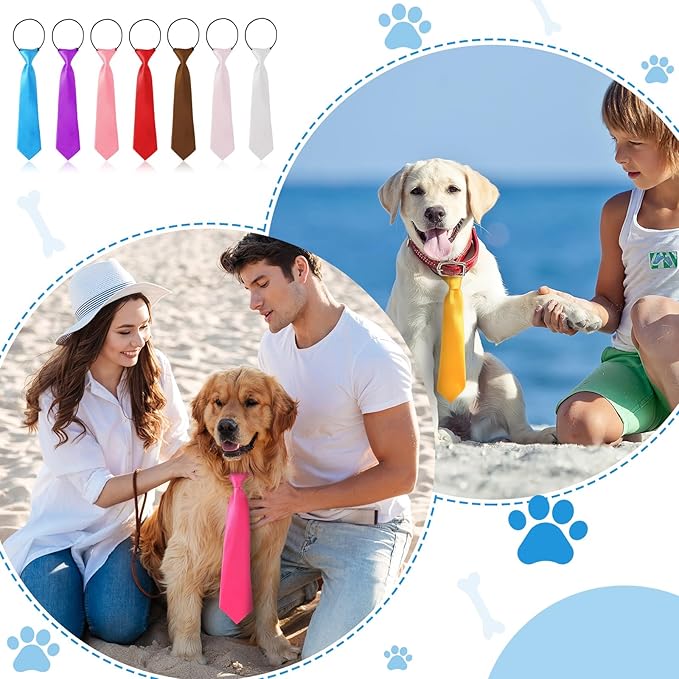 Newcotte 110 Pcs Large Dog Ties Bulk Adjustable Dog Neck Ties Collar Grooming Neckties for Girl Boy Pets Gift Favor(Classic)