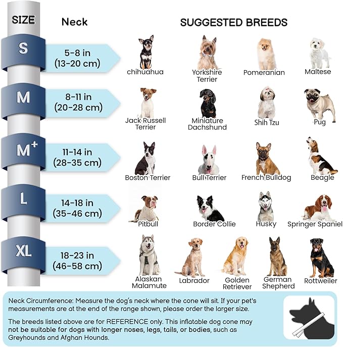 BARKLESS Inflatable Dog Cone, Protective Dog Surgery Collar to Stop Licking Biting Wounds, Patented Soft Donut Cone with Clear Shield, Adjustable Blow-up Collar for Surgery Recovery (Grey, L)