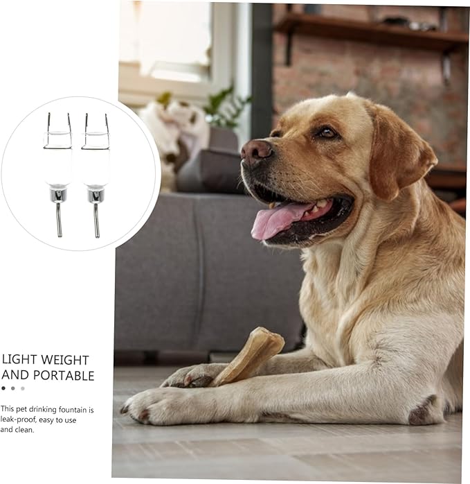 Kisangel 2pcs Pet Water Dispenser Hanging Automatic Drinking Bottle for Cats Puppies and Dogs Convenient Feeder Easy to Attach Cages