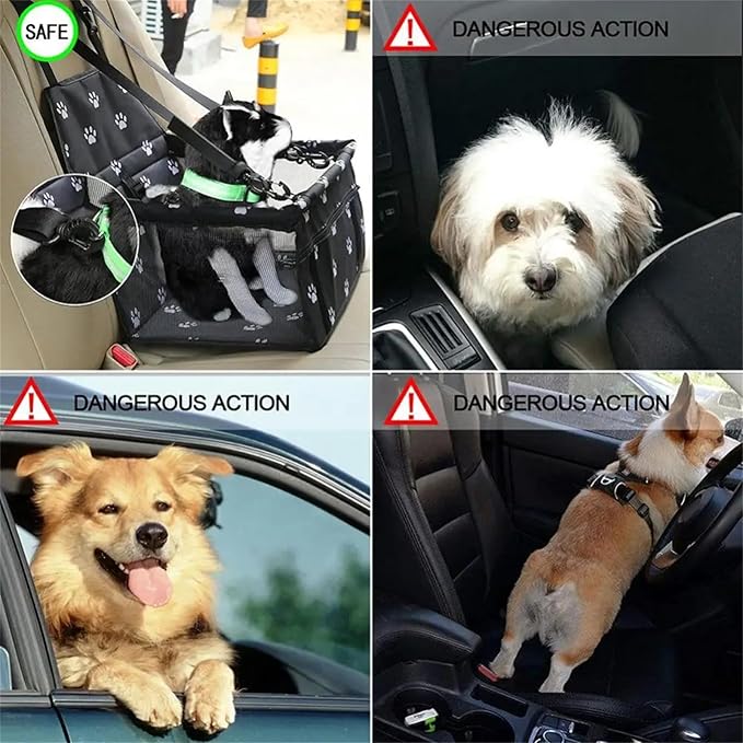 ASkinds Dog Car Seat Puppy Portable Pet Booster Car Seat, Pet Car Seat Bag Elevated Car Seat for Small to Medium Dogs Cats Pets(Black)