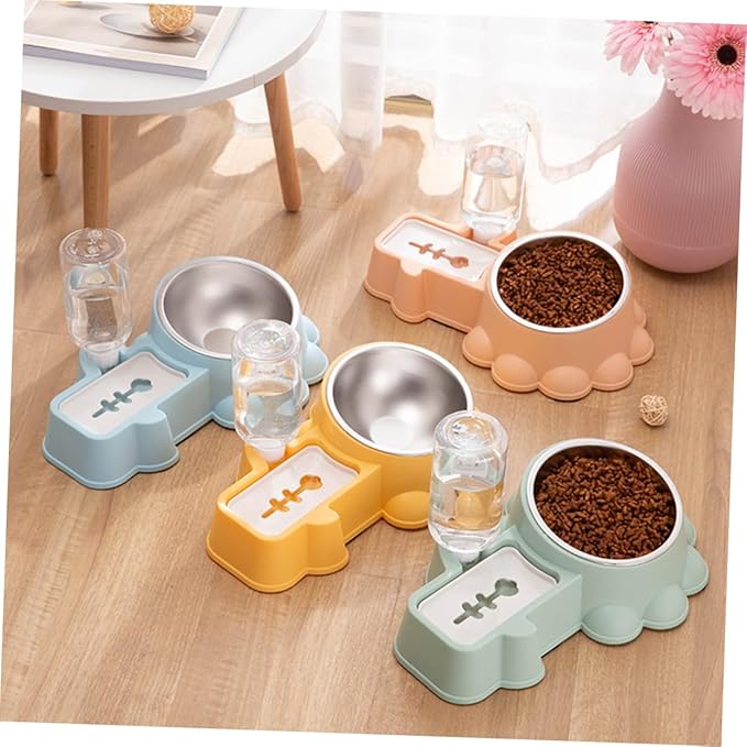 BESPORTBLE 1set Multi-Function Pet Bowl Automatic Water Dispenser Feeding Bowl for Cats and Dogs Stainless Steel Easy for Home and Pet Stores