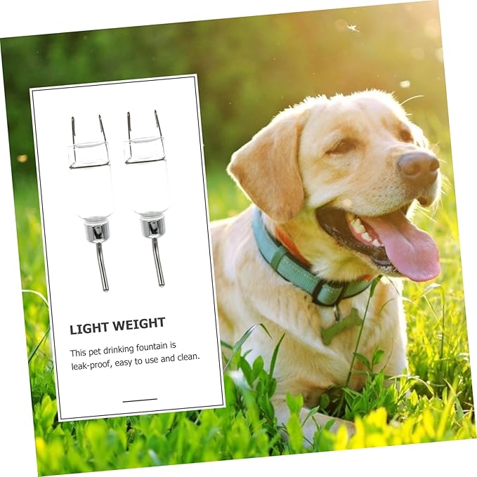 Kisangel 2pcs Pet Water Dispenser Hanging Automatic Drinking Bottle for Cats Puppies and Dogs Convenient Feeder Easy to Attach Cages