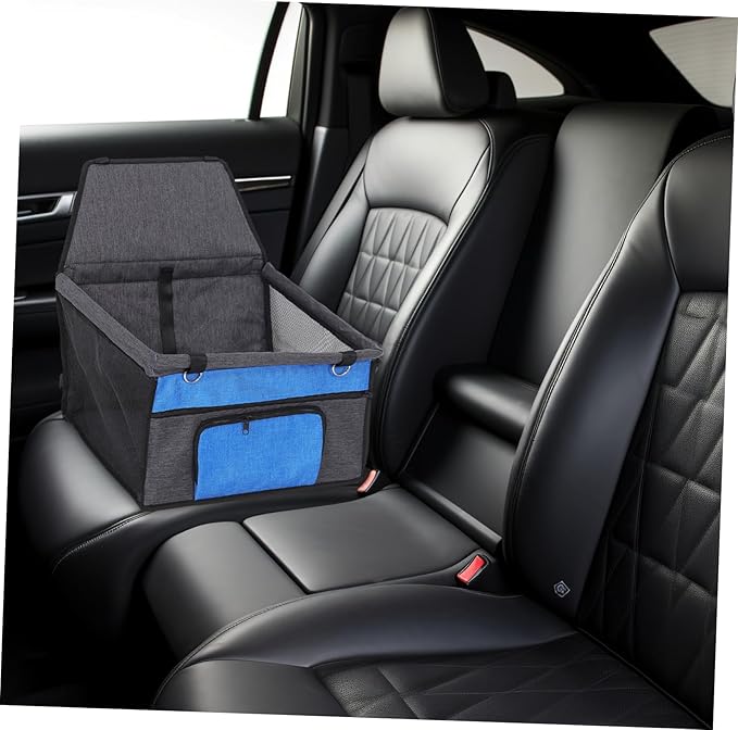 Toyvian Front Pocket Dog Car Seat and Breathable Travel Seat for Cats Dogs Easy to Install Console for Pets Grey