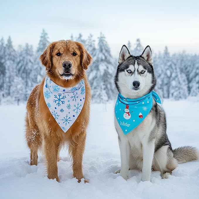 Weewooday 50 Pcs Winter Bandanas Bulk for Dogs Snowflake Cats Bandanas Charm Soft Triangle Bibs Adjustable Scarf for Small Medium Large Pets Winter Costume (31.5 x 21.7 X21.7 Inch)