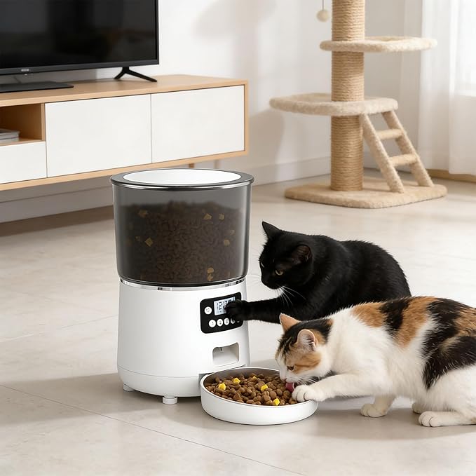Quiet USB Powered 4L Dog Feeder Button Version Control for Automatic Timed Feeding Large Capacity for Busy Owners USB Feeder