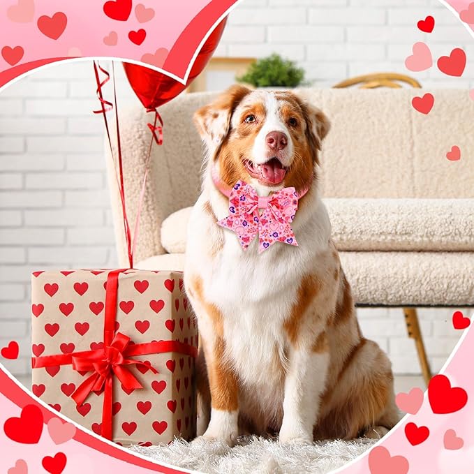 Talltalk 360 Pcs Valentines Day Dog Bow Ties Collars Set Adjustable St Patricks Day Dogs Neckties Grooming Supplies for Small Medium Large Easter Christmas Pet Cat Decoration(Love/Clover/Easter)