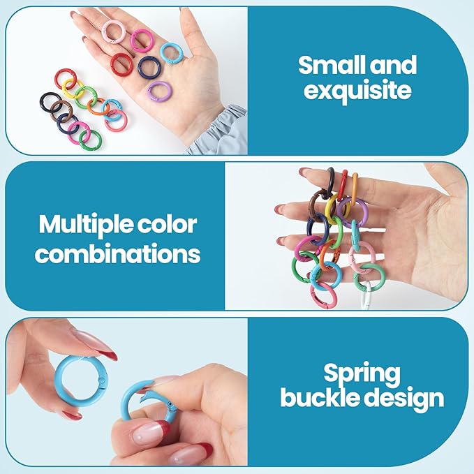 Spring O Rings,Round Spring Snap Keyring, Metal Carabiner Clips for Keychain Handbag Purse Dog
