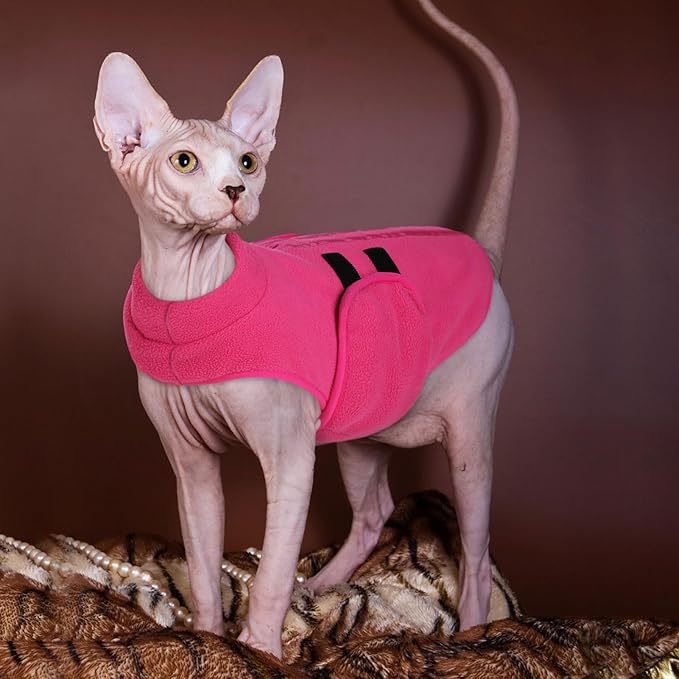 Queenmore Large Dog Sweater, Soft Fleece Vest Pullover Dog Jacket with Leash Hole, Warm Winter Dog Clothes Cold Weather Doggy Dachshund Sweaters for Large Dogs Cats Boy or Girl (Pink, L)