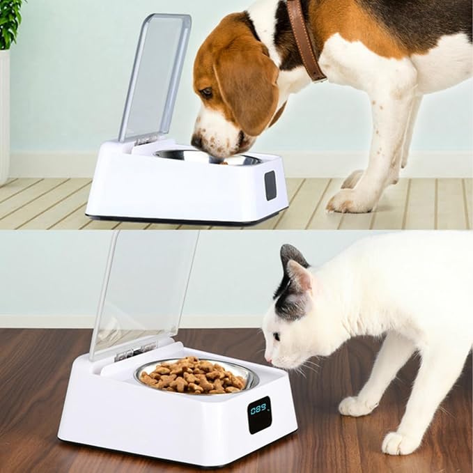 Automatic Pet Feeder,Stainless Steel Cat Feederwith Infrared Sensor Cover,Multifunctional Removable Pet Food Dispenser,Anti Food Grabing Smart Bowlfor Both Wet and Dry Food