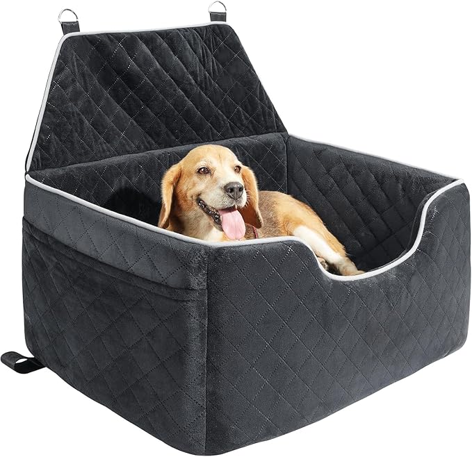 Dog Car Seat for Large Medium Dogs up to 60 lbs or 2 Small Dogs – Elevated Dog Booster Seat for Cars with Memory Foam Cushion, Backseat Pet Car