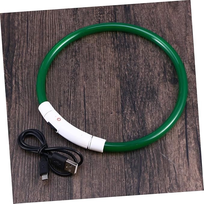 Led Night Pet Dog Collar Green USB Rechargeable Flashing Light for Safety Warning