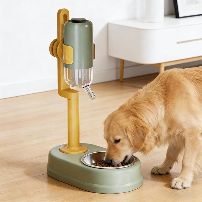 Food Water Automatic Feeders, Automatic Dog Bowl Dispenser, No Drip Easy Clean Pet Feeder, Durable Small Animal Feeding Tool, Dogs Cats Puppies Rabbits for Dogs Cats Puppies Rabbits (Green)
