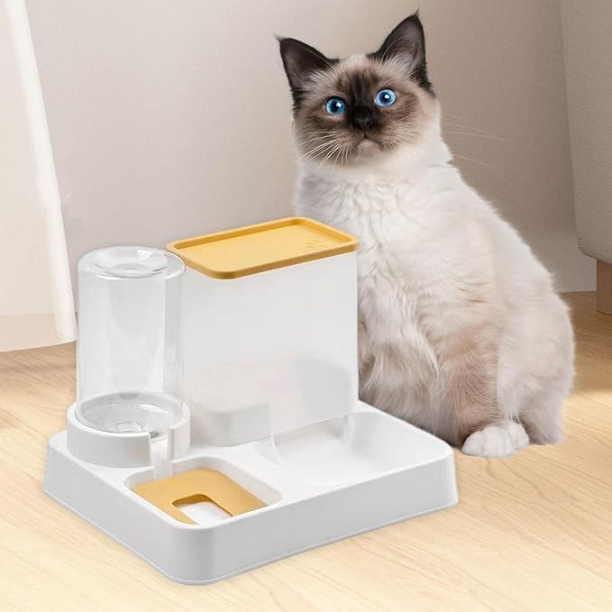 Automatic Pet Feeder 2 in 1 Feeder and Water Dispenser Anti Overturning Dry Wet Separation Detachable for Cats Dogs