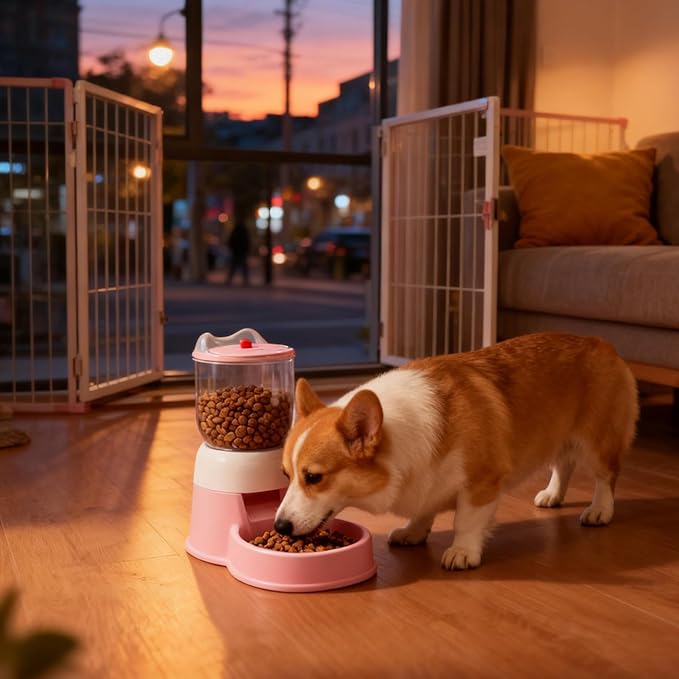 Automatic Pet Feeder, Press Food Dish, Dog Food Dispenser with Timed Release, Pet Feeders with Large Capacity, Pets Accessories, Pets Feeder for Indoor Outdoor Home Cage Backyard Daily Use