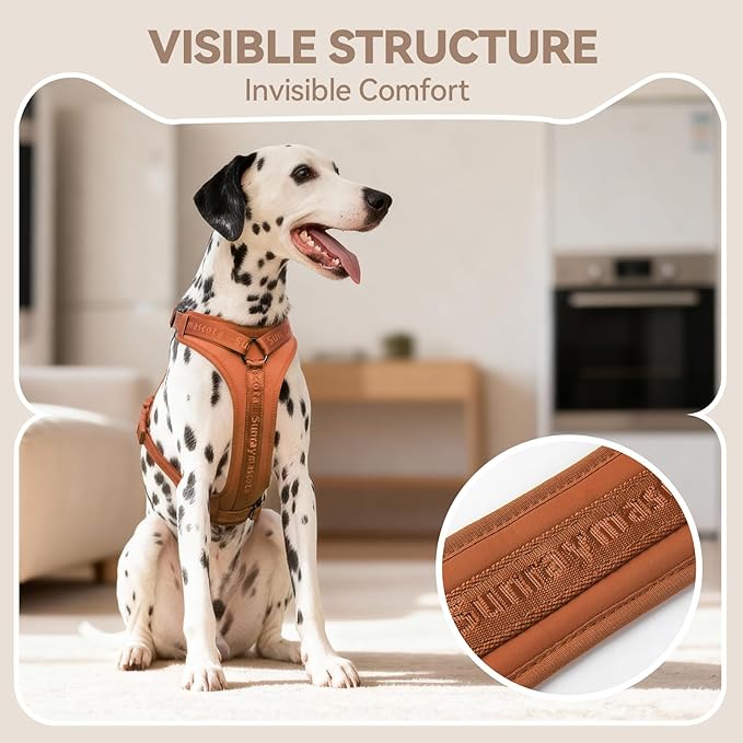 No Pull Dog Harness with Lycra, Three-Point Force Dispersion & 3D Padding, Adjustable Breathable Mesh for Small Medium Large Dogs(Carmel Brown,S)